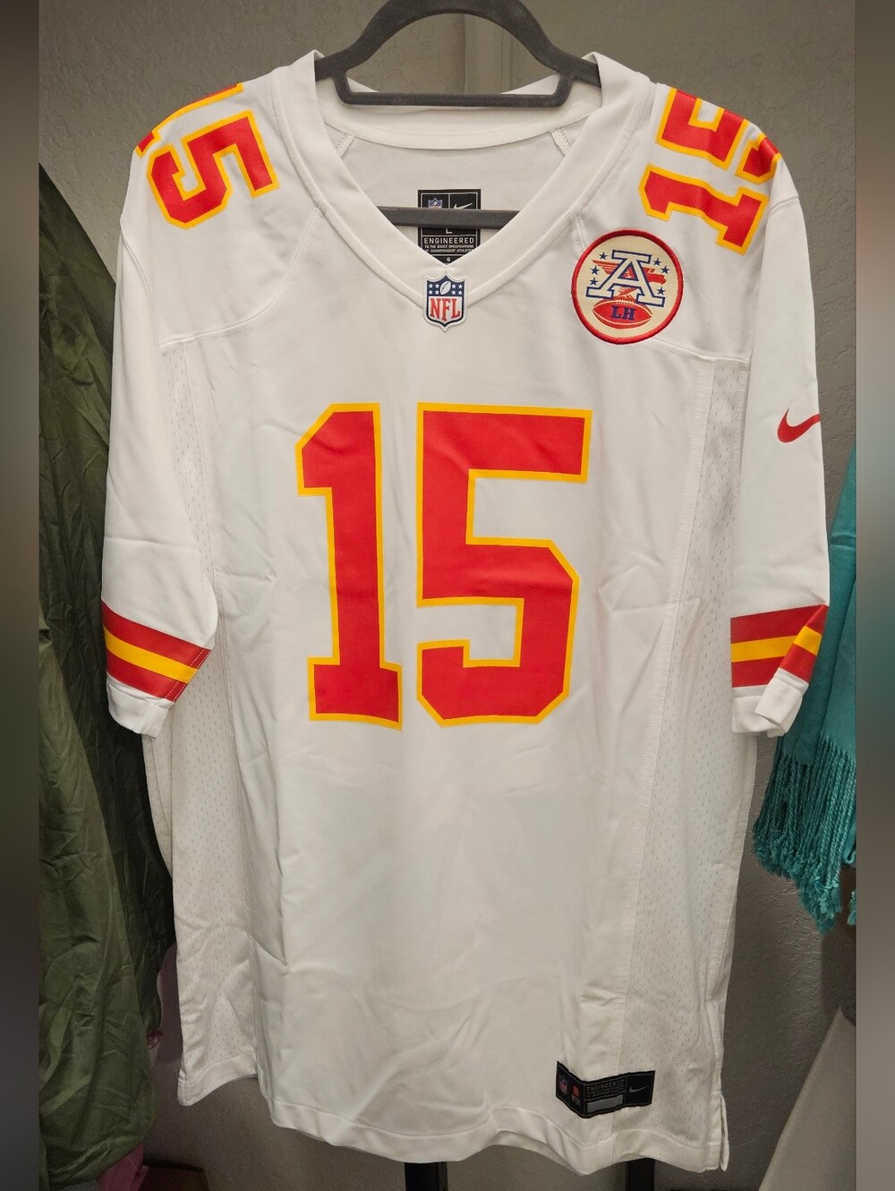 Nike White Football Jersey with Red and Yellow Accents